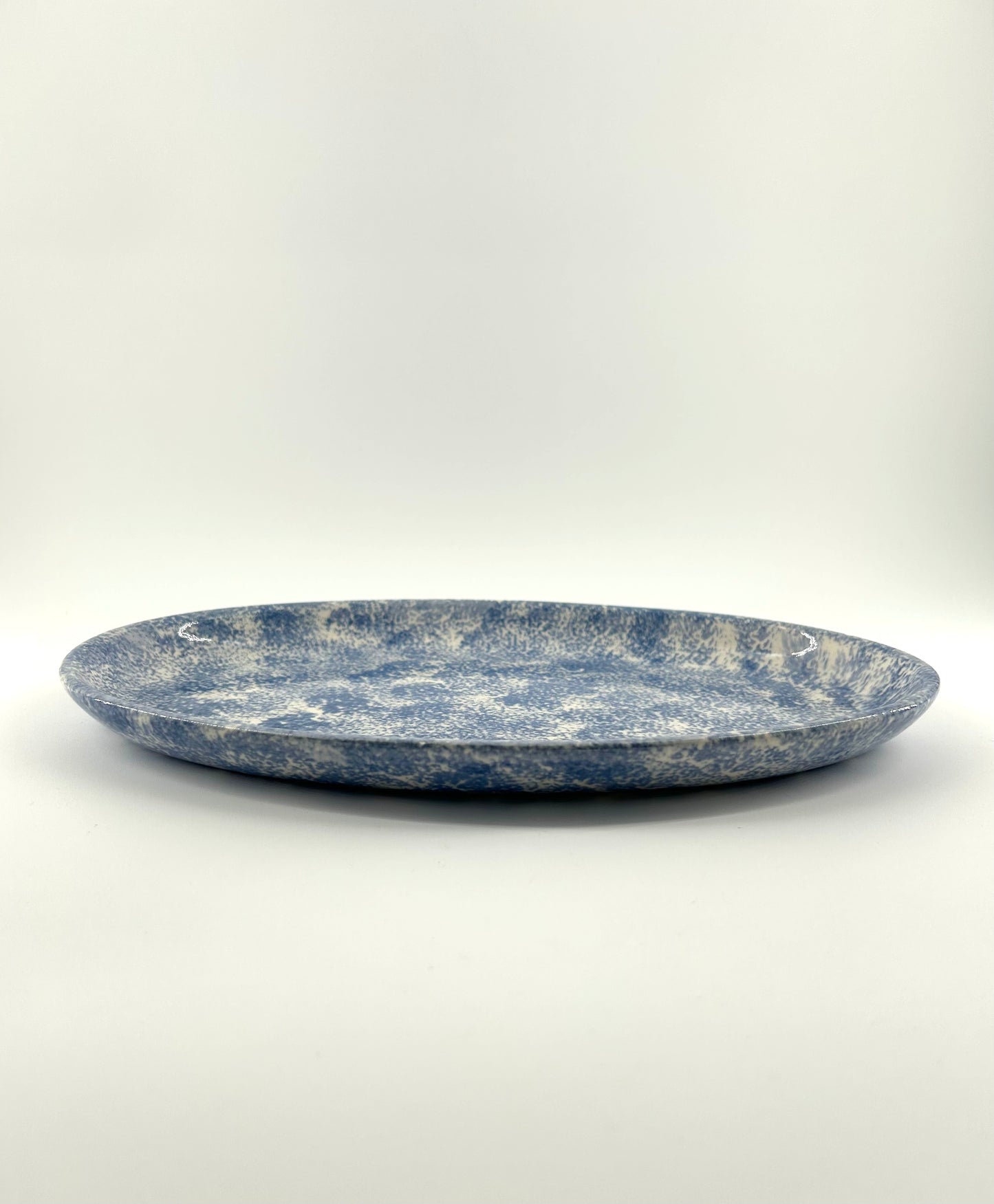Spongeware Pottery Oval Dish/Tray, Signed