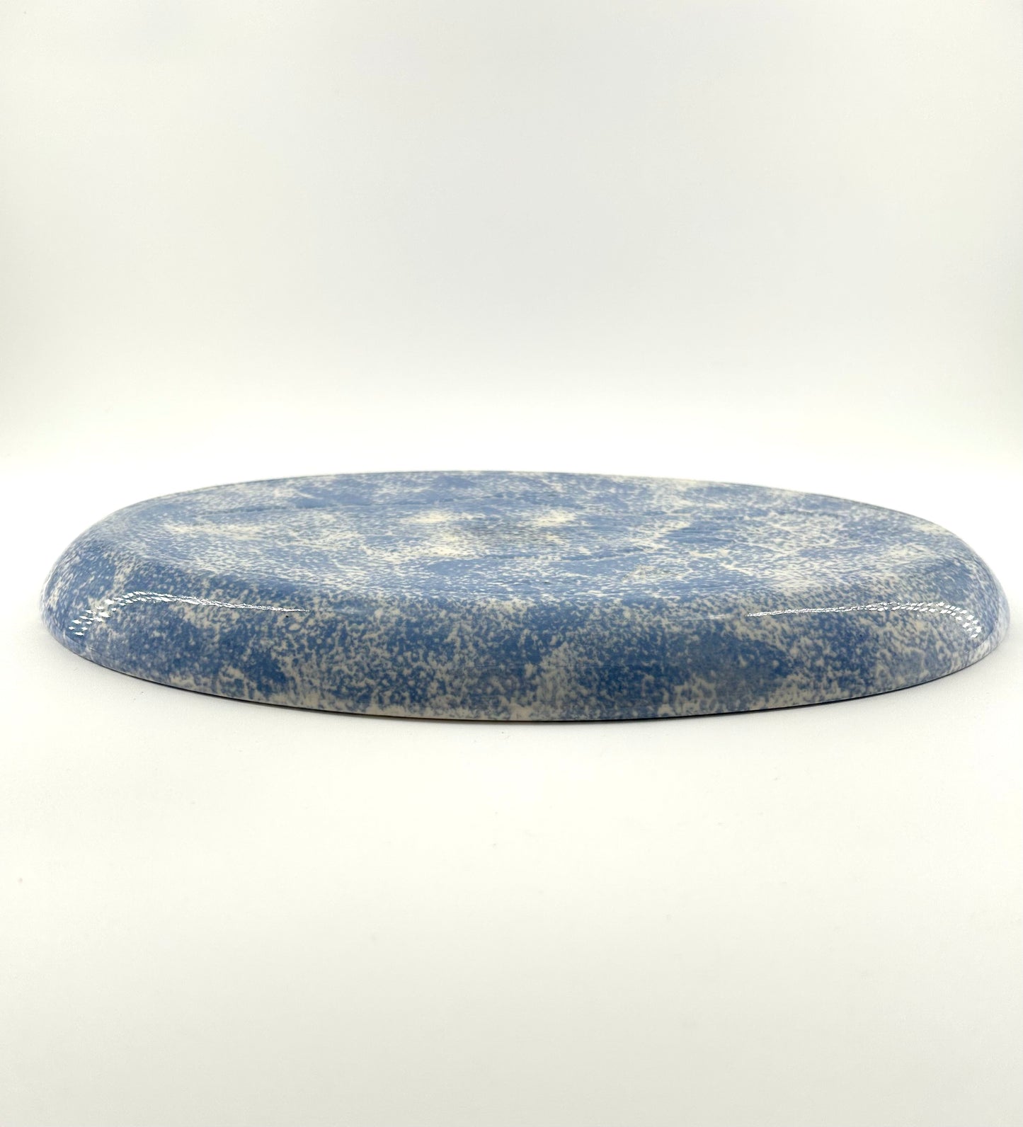 Spongeware Pottery Oval Dish/Tray, Signed