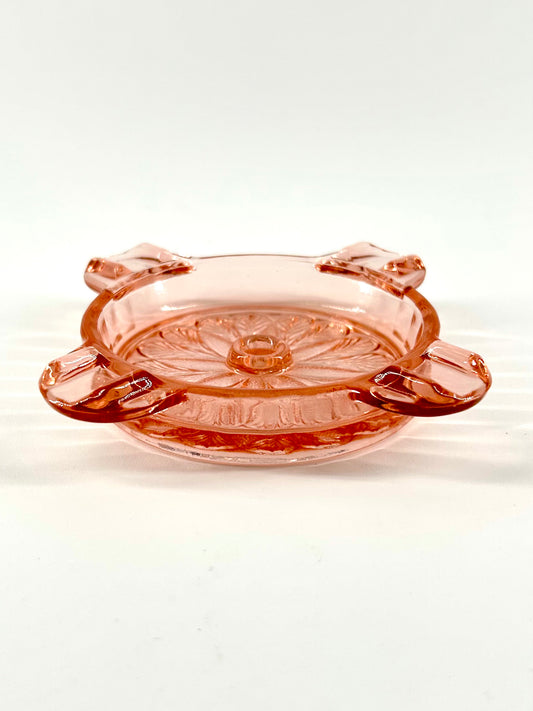 Pink Depression Glass Ashtray, Jeannette 'Sunflower'