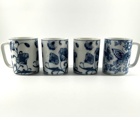 Vintage Blue and White Coffee Mugs