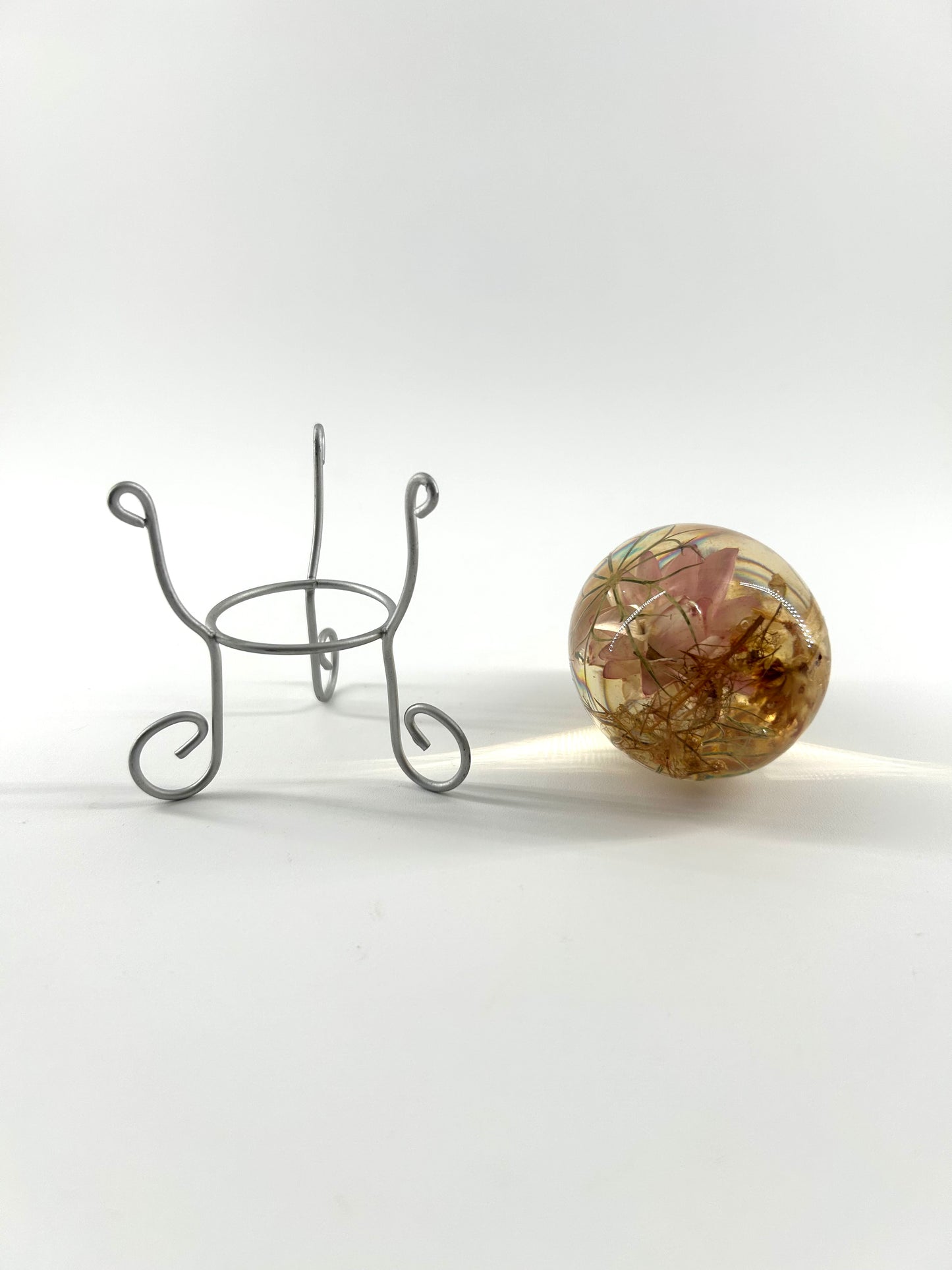 Dried Flowers in Lucite with Stand