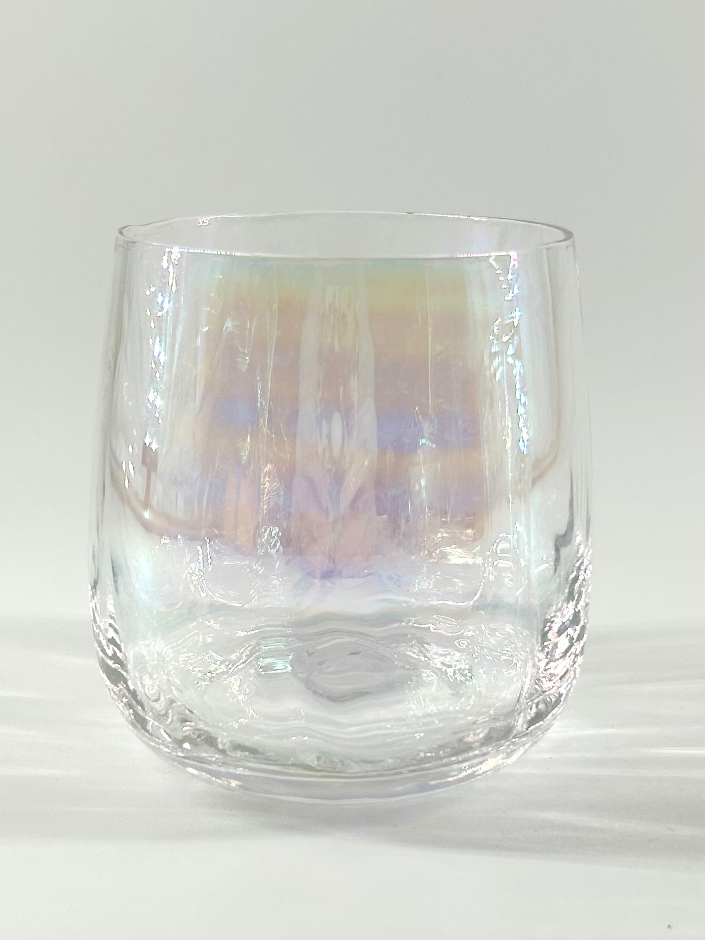 Iridescent Drapery Glass Stemless Wine Glasses