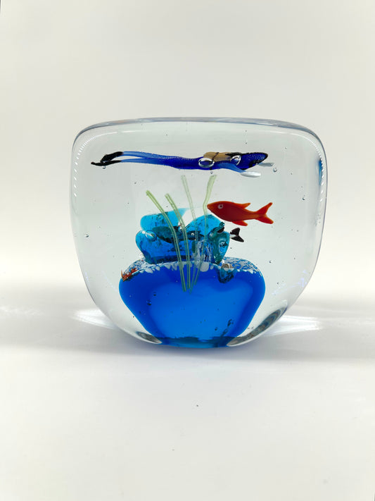 Scuba Diver Art Glass Paper Weight