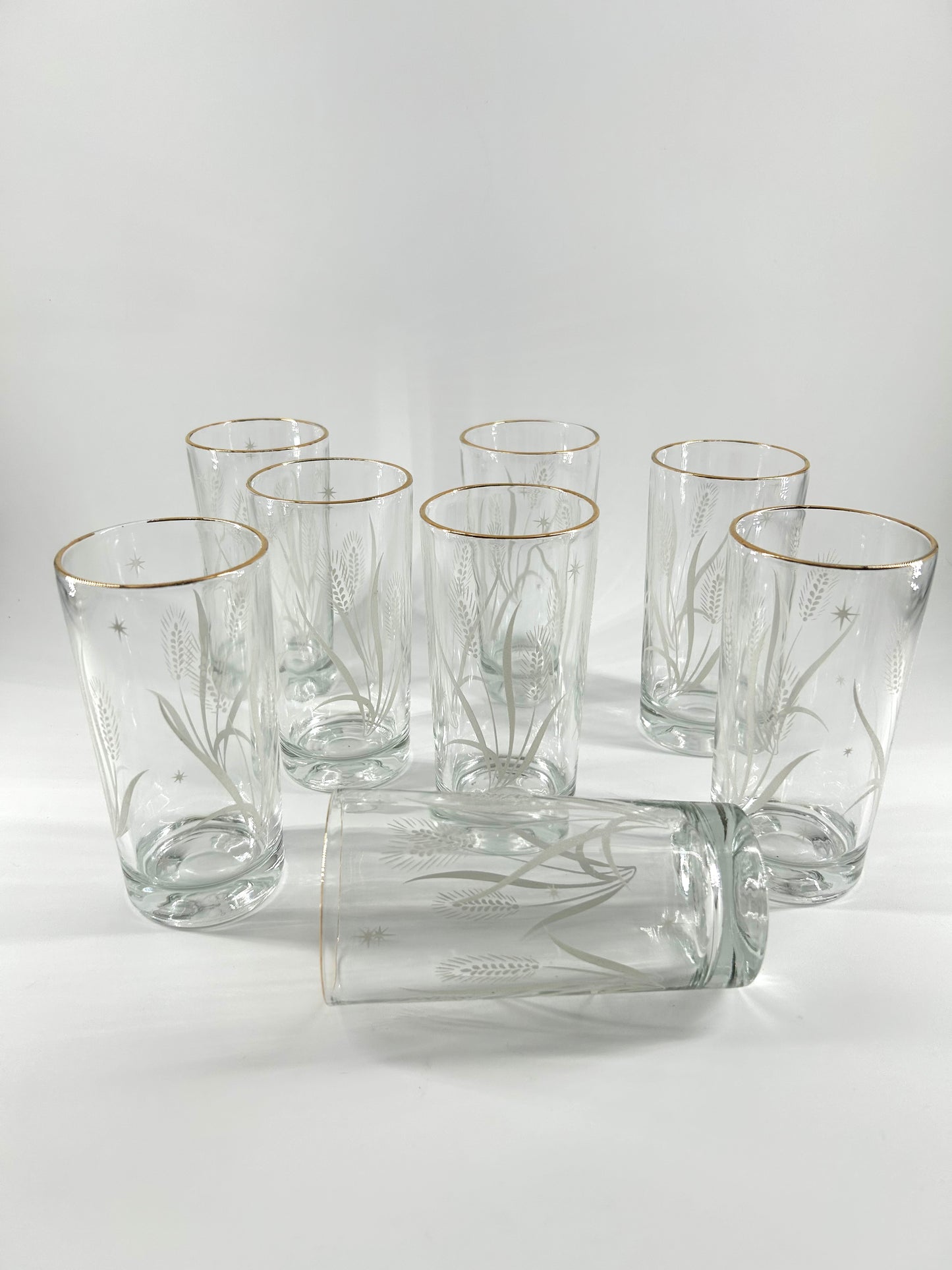 Vintage Raised Frit Wheat Glasses