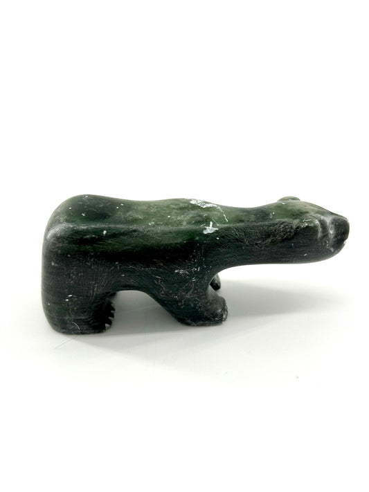 Alaskan Carved Stone Bear Figurine, Signed