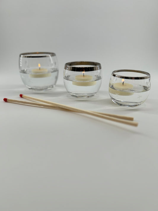 Etched glass Votive Candle Holders, Atomic Starburst