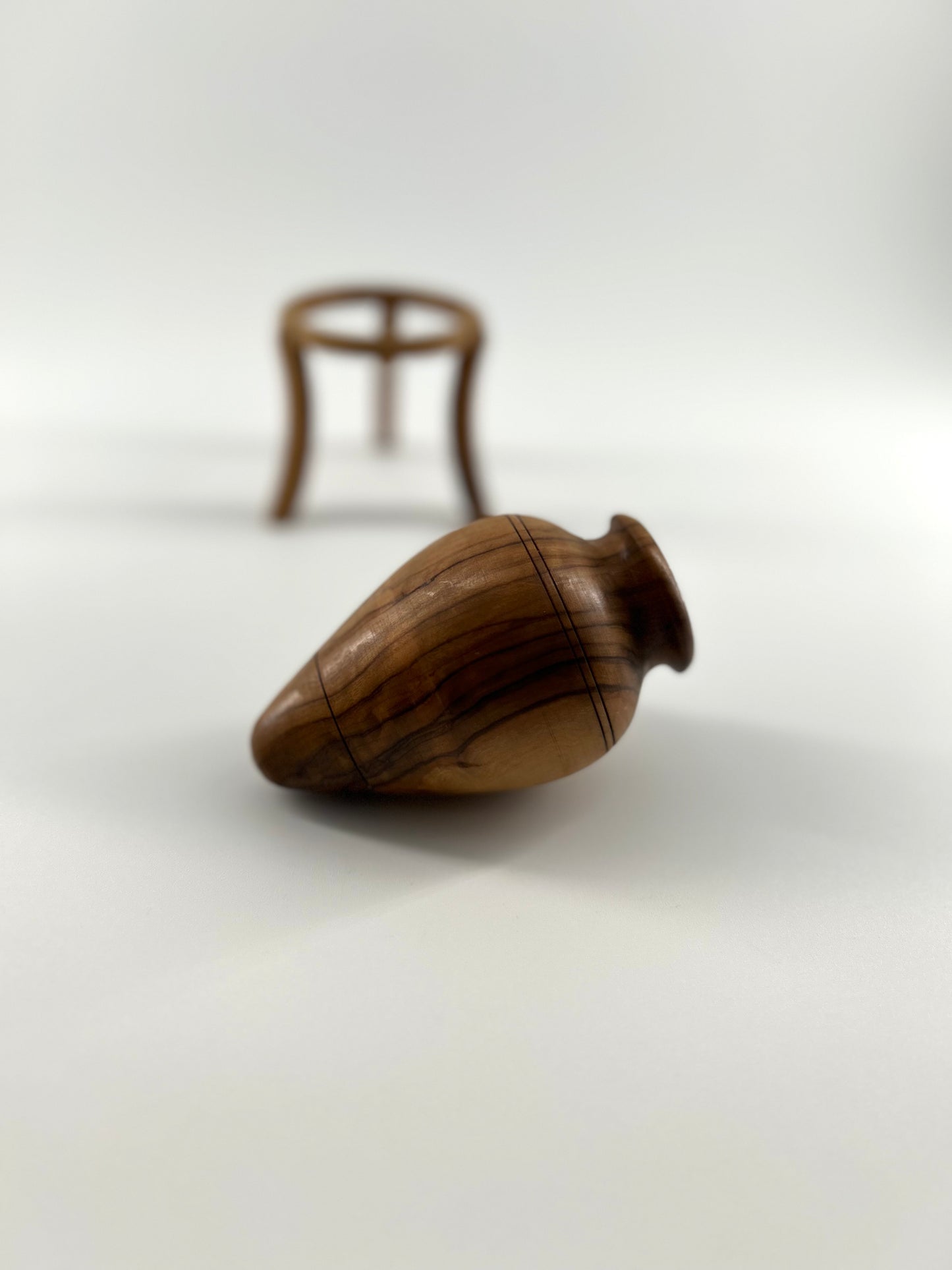 Hand Turned Wooden Vase with Stand