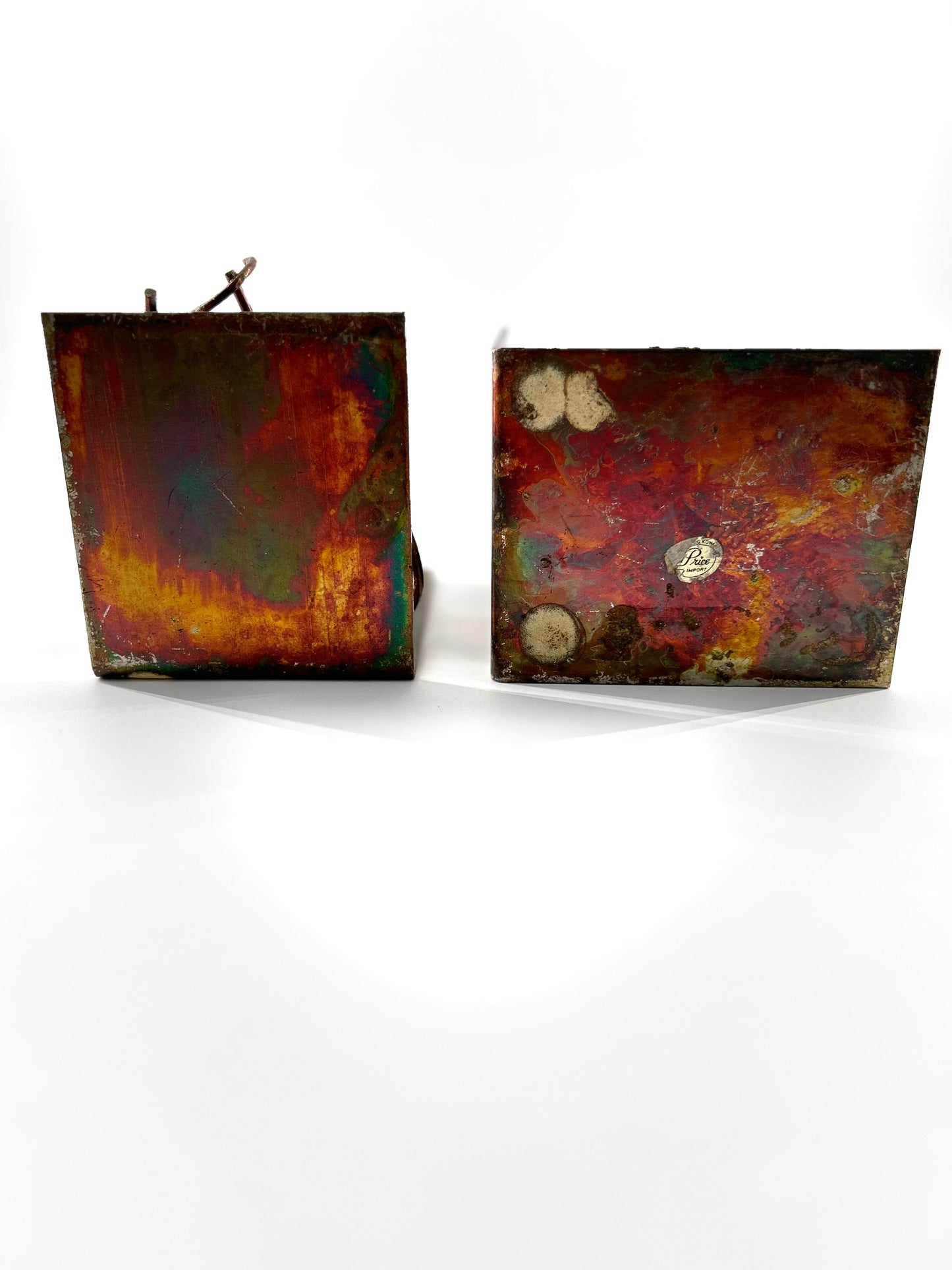 Coppered Metal Brutalist Bicycle and Cafe Bookends