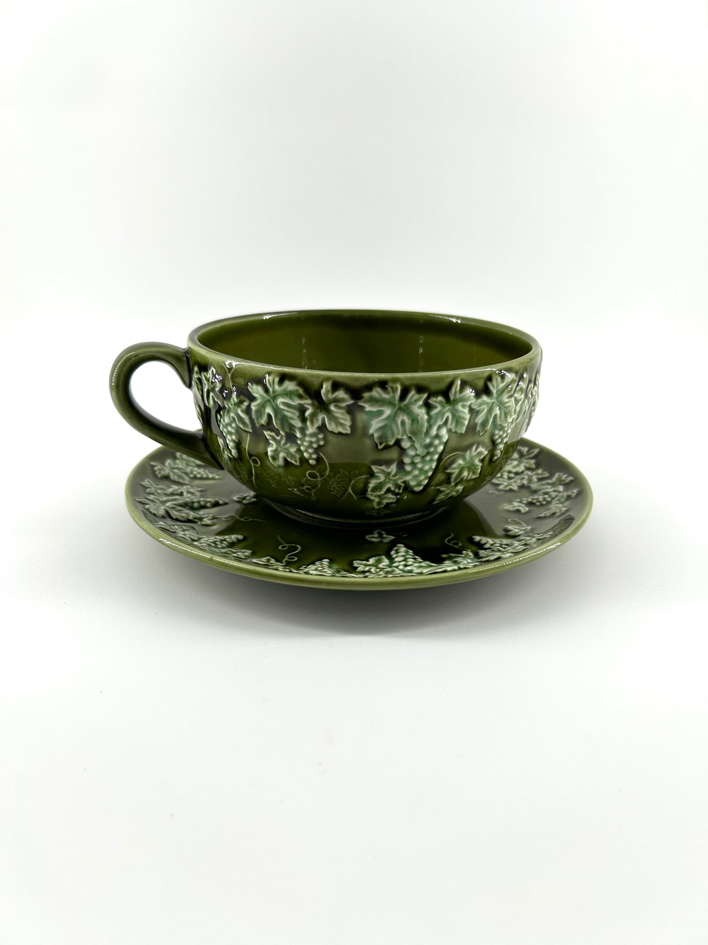 Lefton Oversized Cup and Saucer, Grapevine