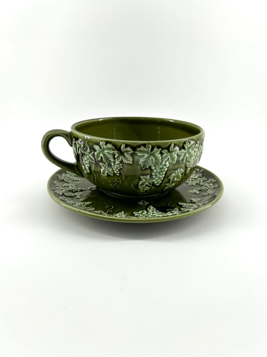 Lefton Oversized Cup and Saucer, Grapevine