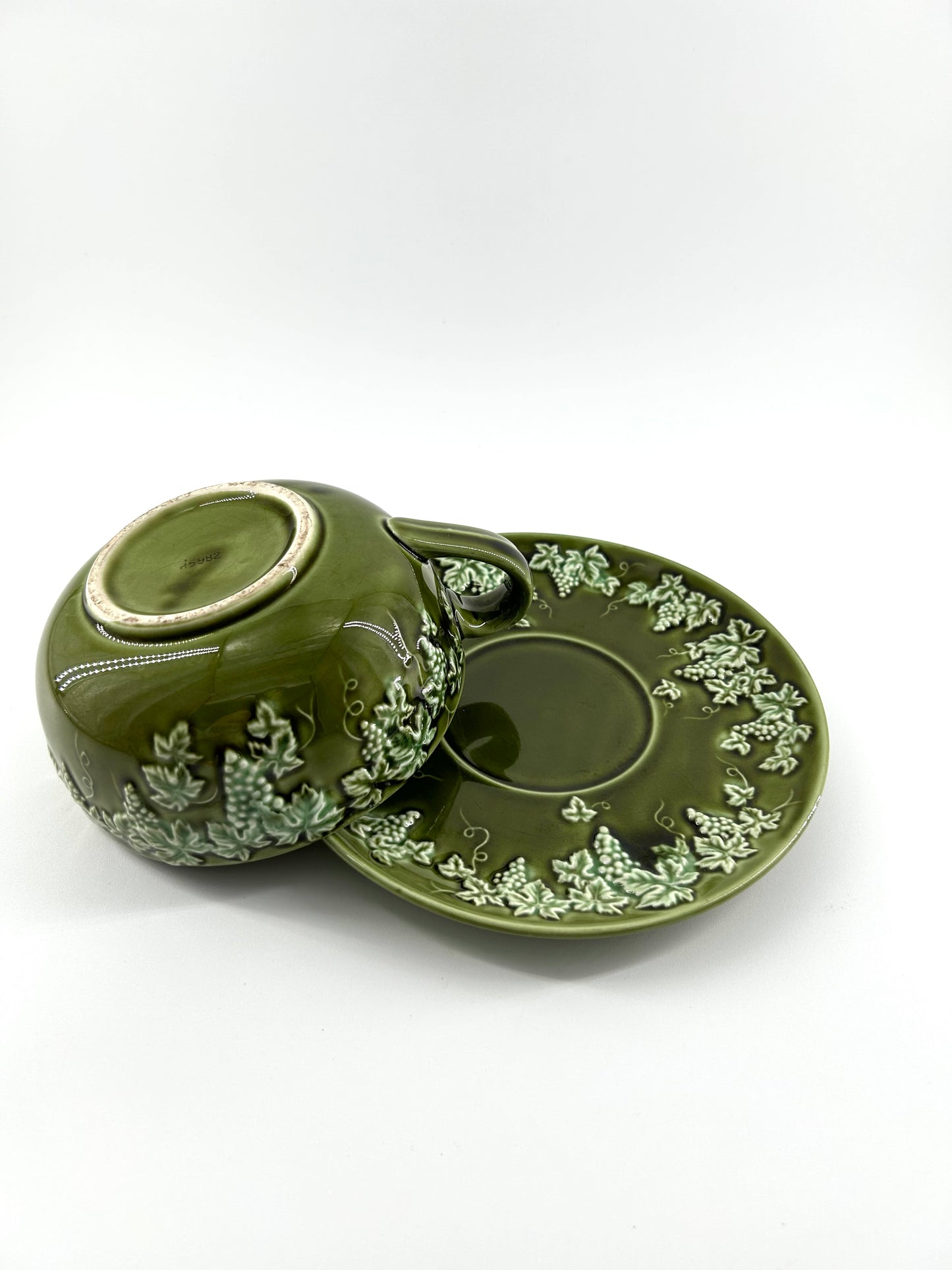 Lefton Oversized Cup and Saucer, Grapevine