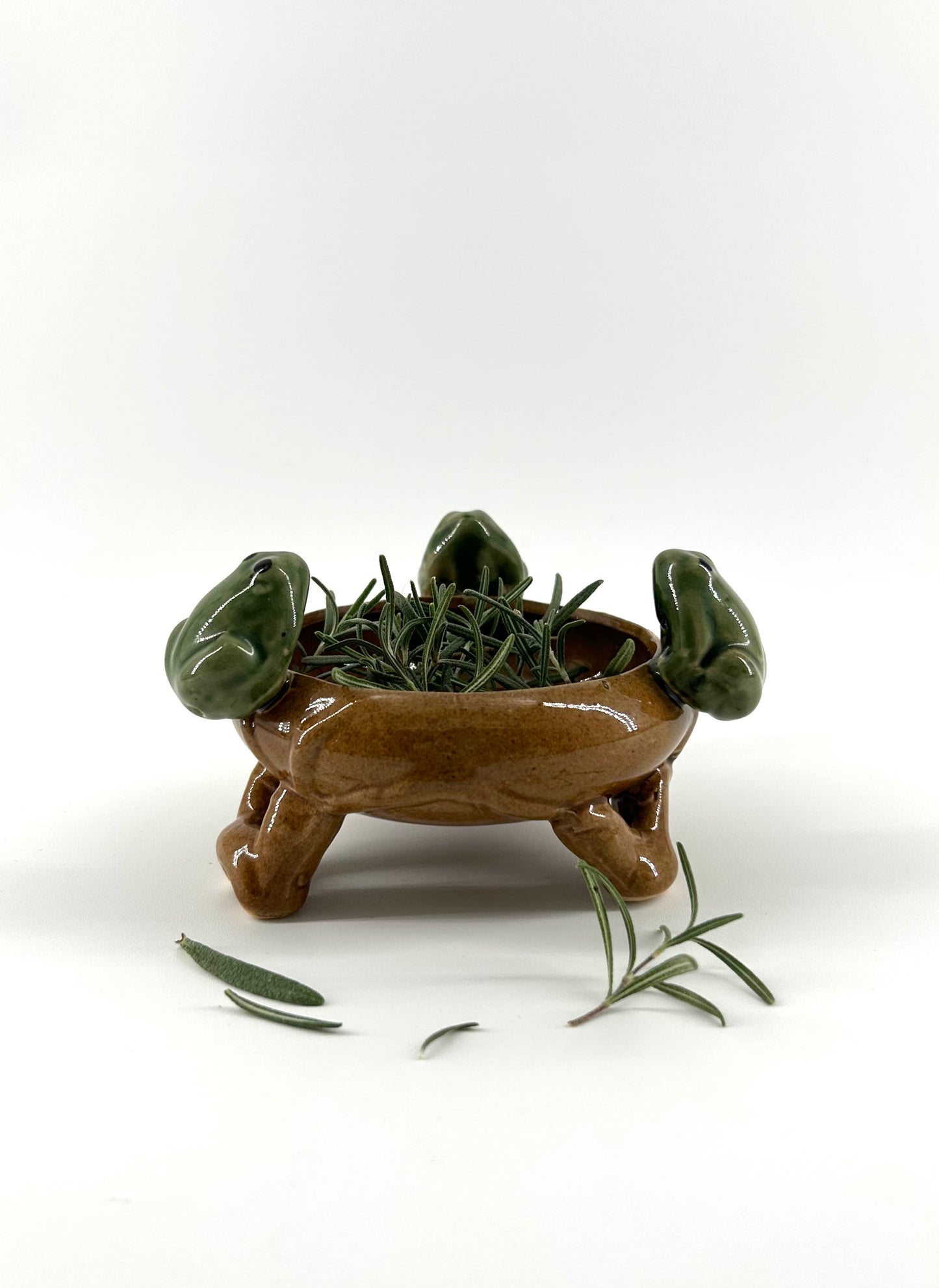 Vintage Majolica Frog Dish