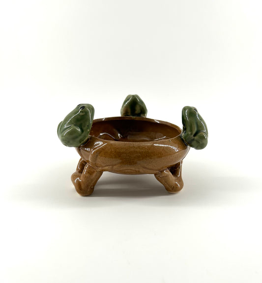 Vintage Majolica Frog Dish
