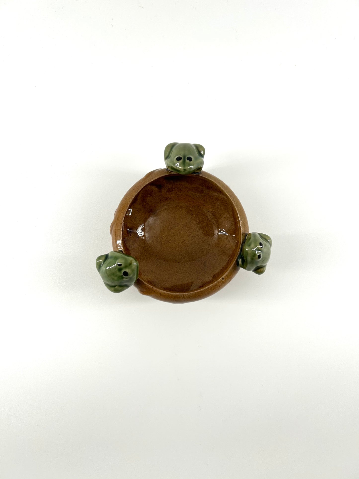 Vintage Majolica Frog Dish