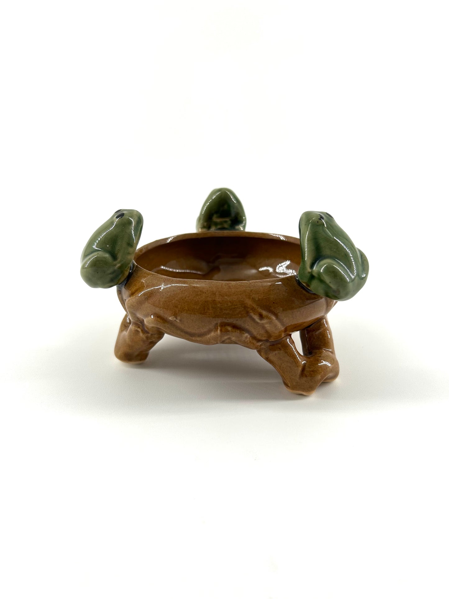 Vintage Majolica Frog Dish