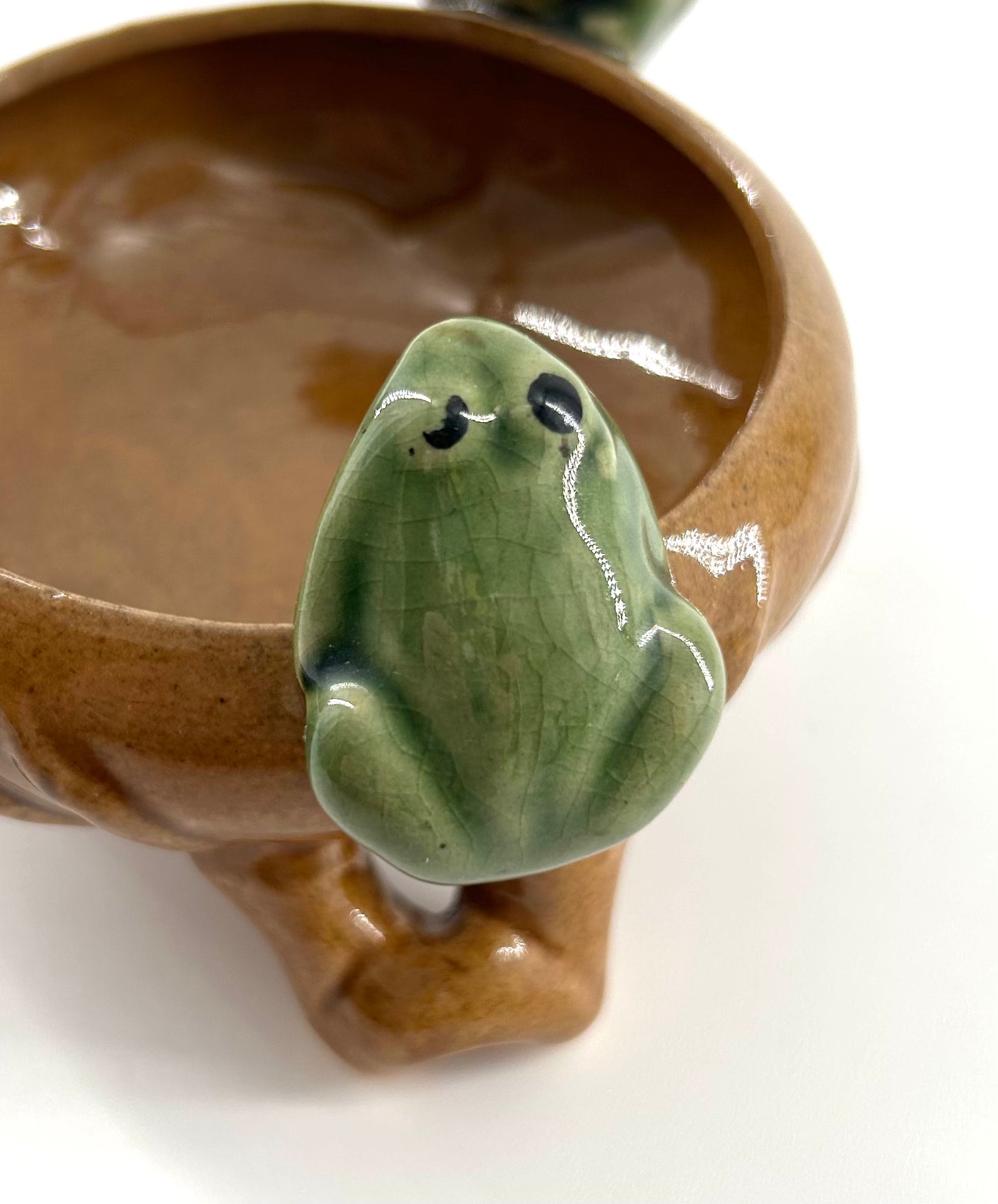 Vintage Majolica Frog Dish
