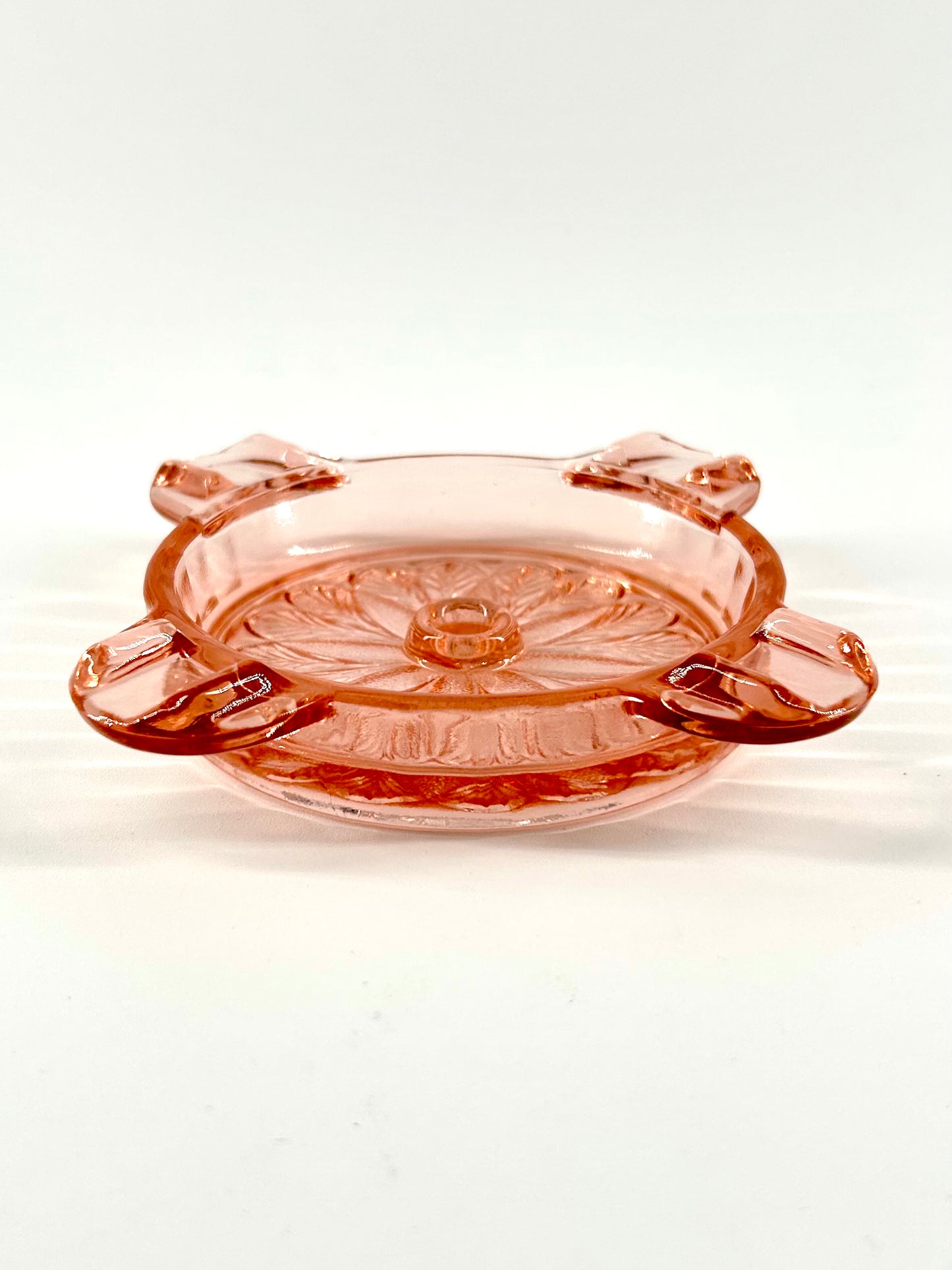 Pink Depression Glass Ashtray, Jeannette 'Sunflower'