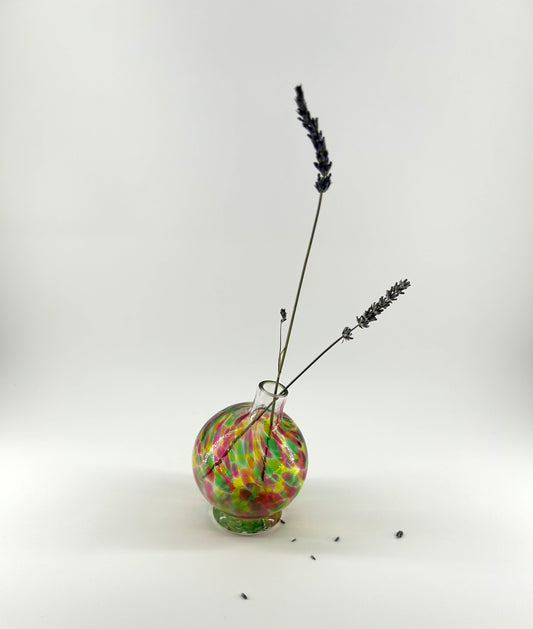 Blown Art Glass Offset Orb Vase
