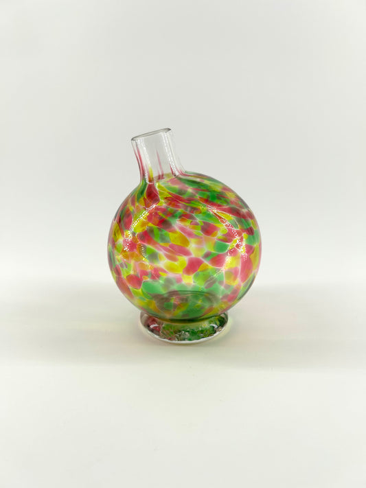 Blown Art Glass Offset Orb Vase