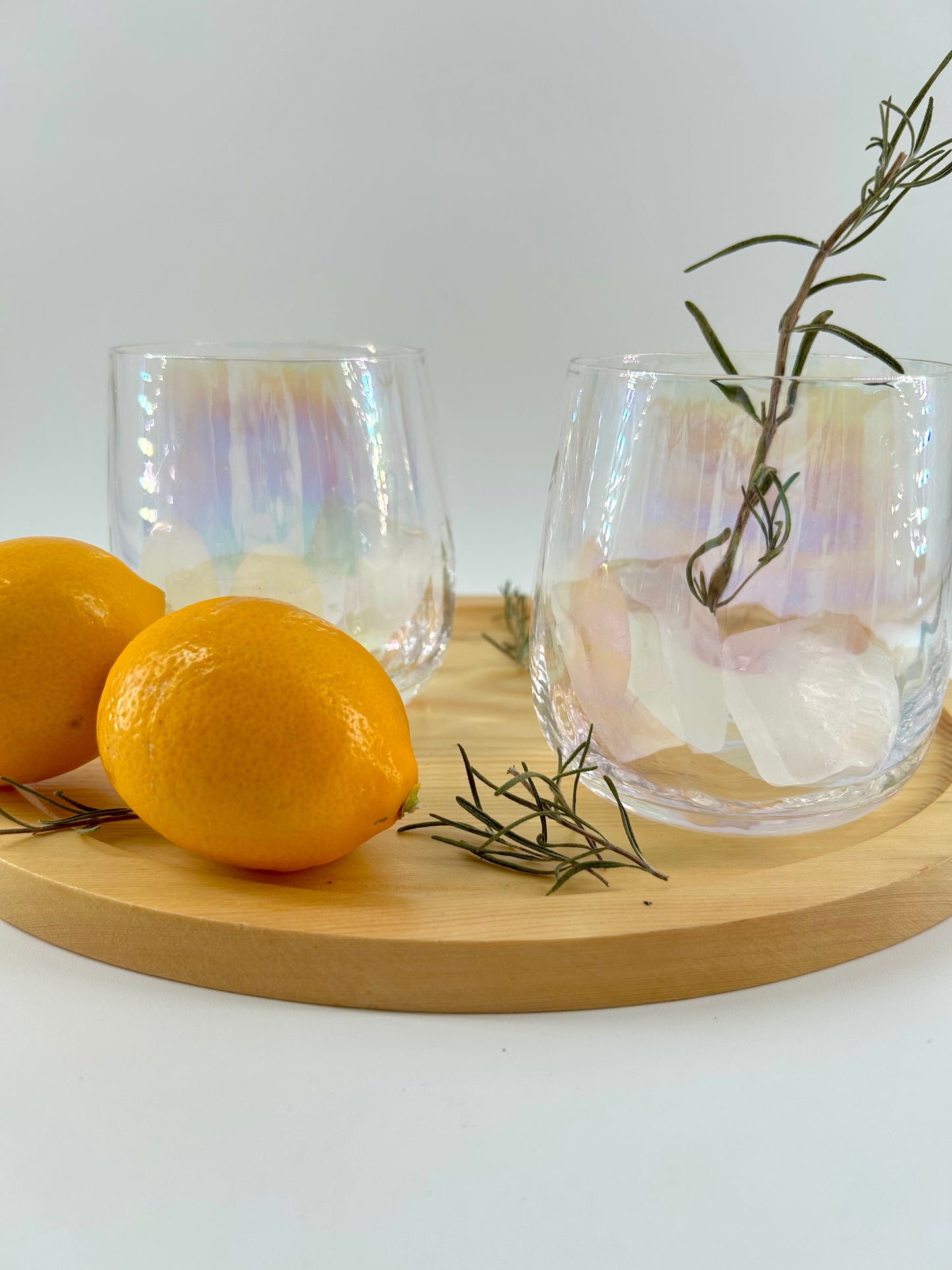 Iridescent Drapery Glass Stemless Wine Glasses