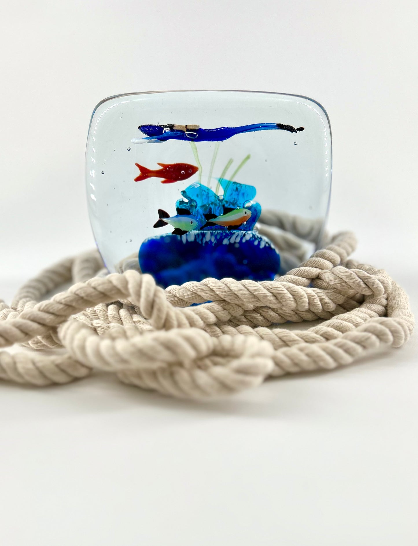 Scuba Diver Art Glass Paper Weight