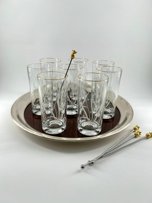 Vintage Raised Frit Wheat Glasses