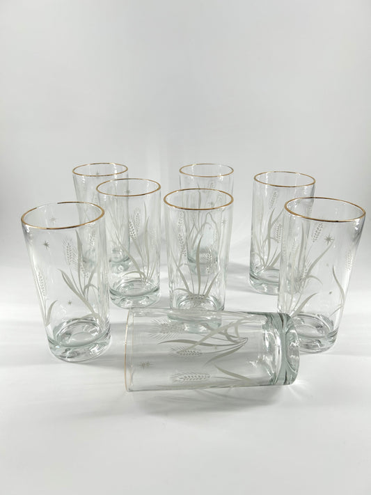 Vintage Raised Frit Wheat Glasses