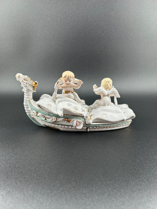 Dragon Boat and Cherubs Vintage Ashtray