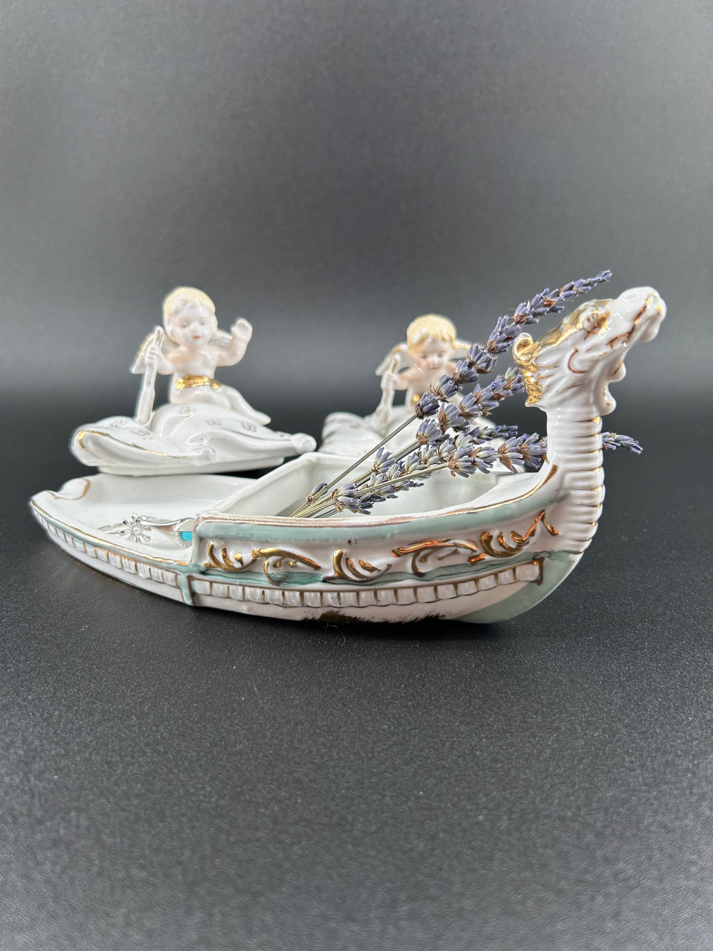Dragon Boat and Cherubs Vintage Ashtray
