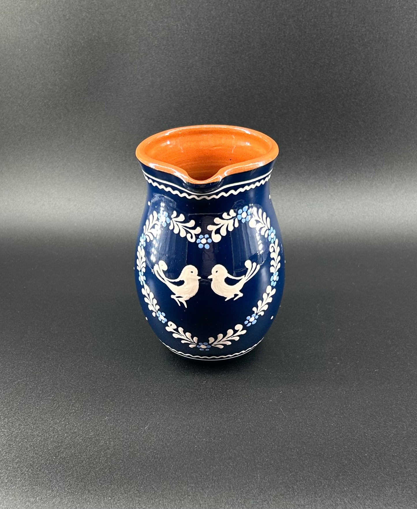 Vintage Eastern-European Redware Pottery Pitcher and Basin Set