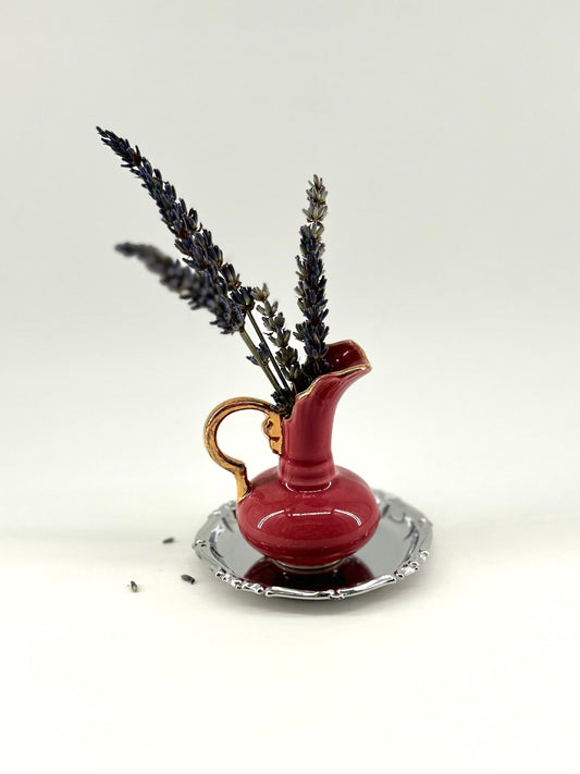 Vintage Miniature Pottery Pitcher in Mulberry