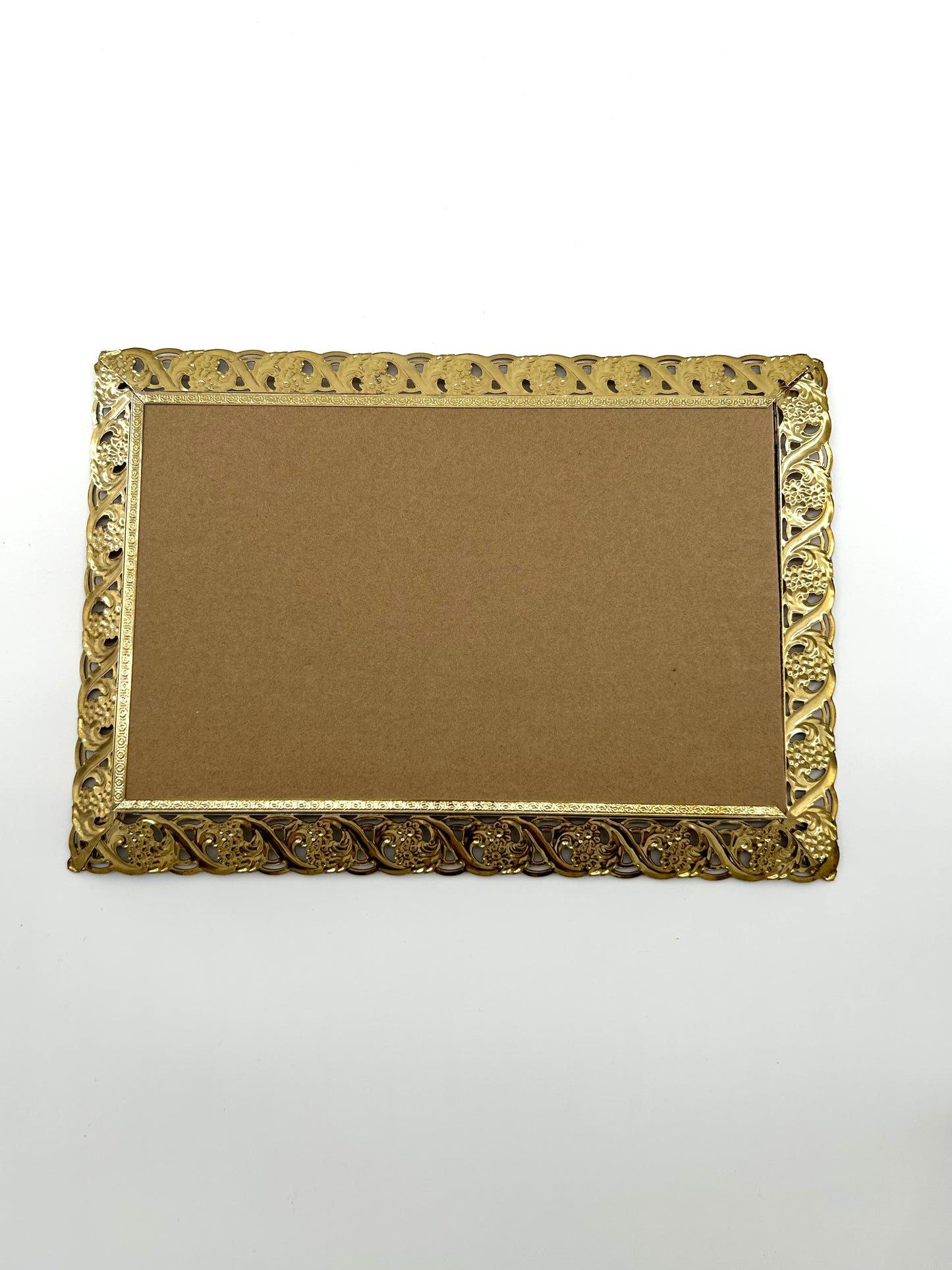 Golden Metal Framed Mirror Vanity Tray