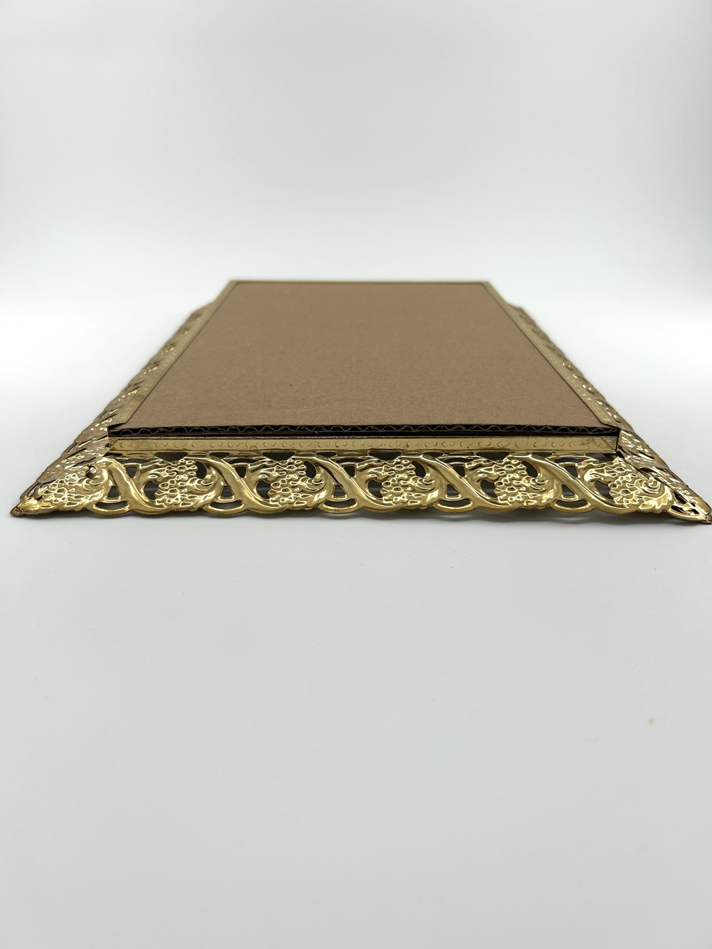 Golden Metal Framed Mirror Vanity Tray