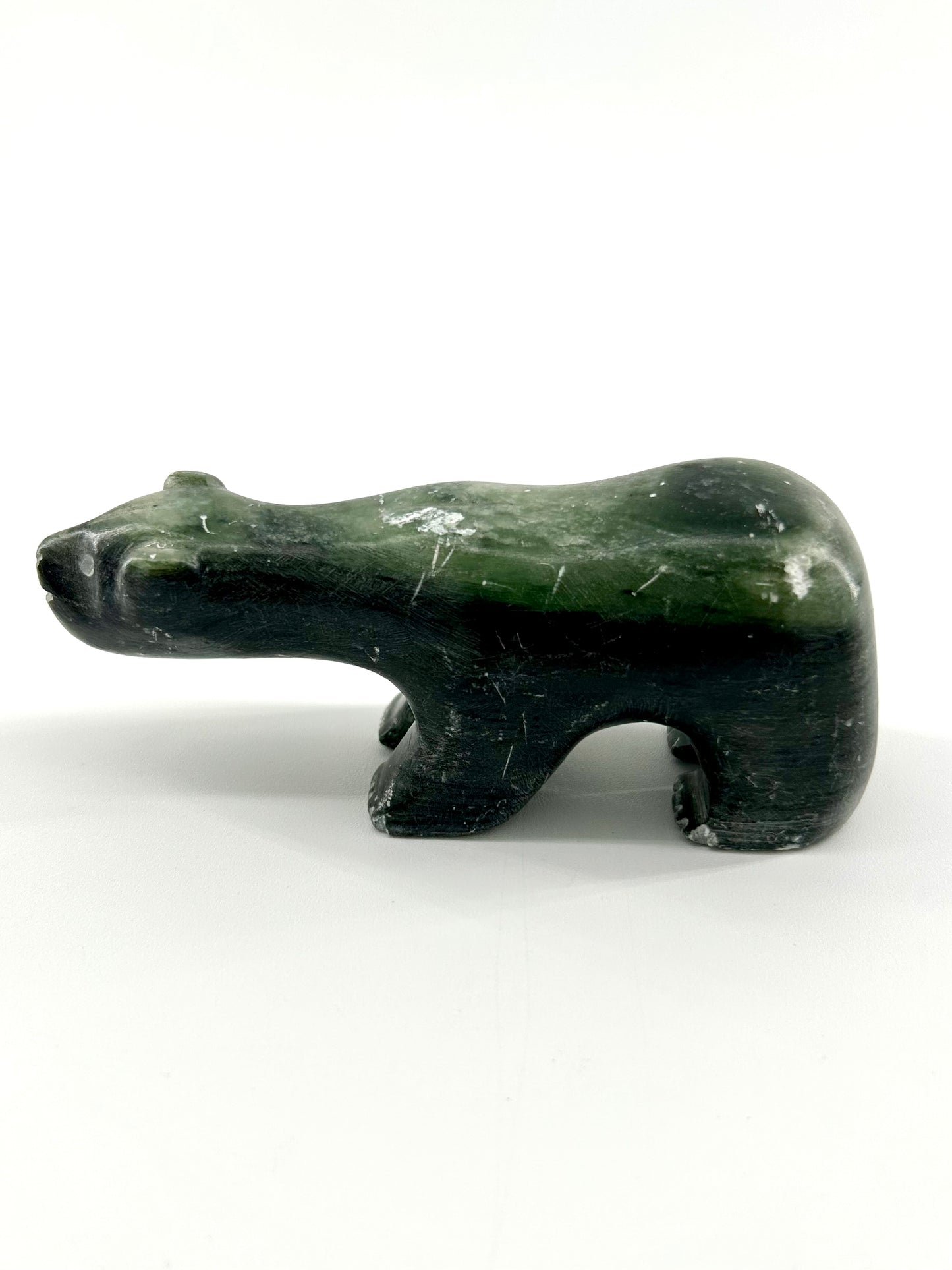 Alaskan Carved Stone Bear Figurine, Signed