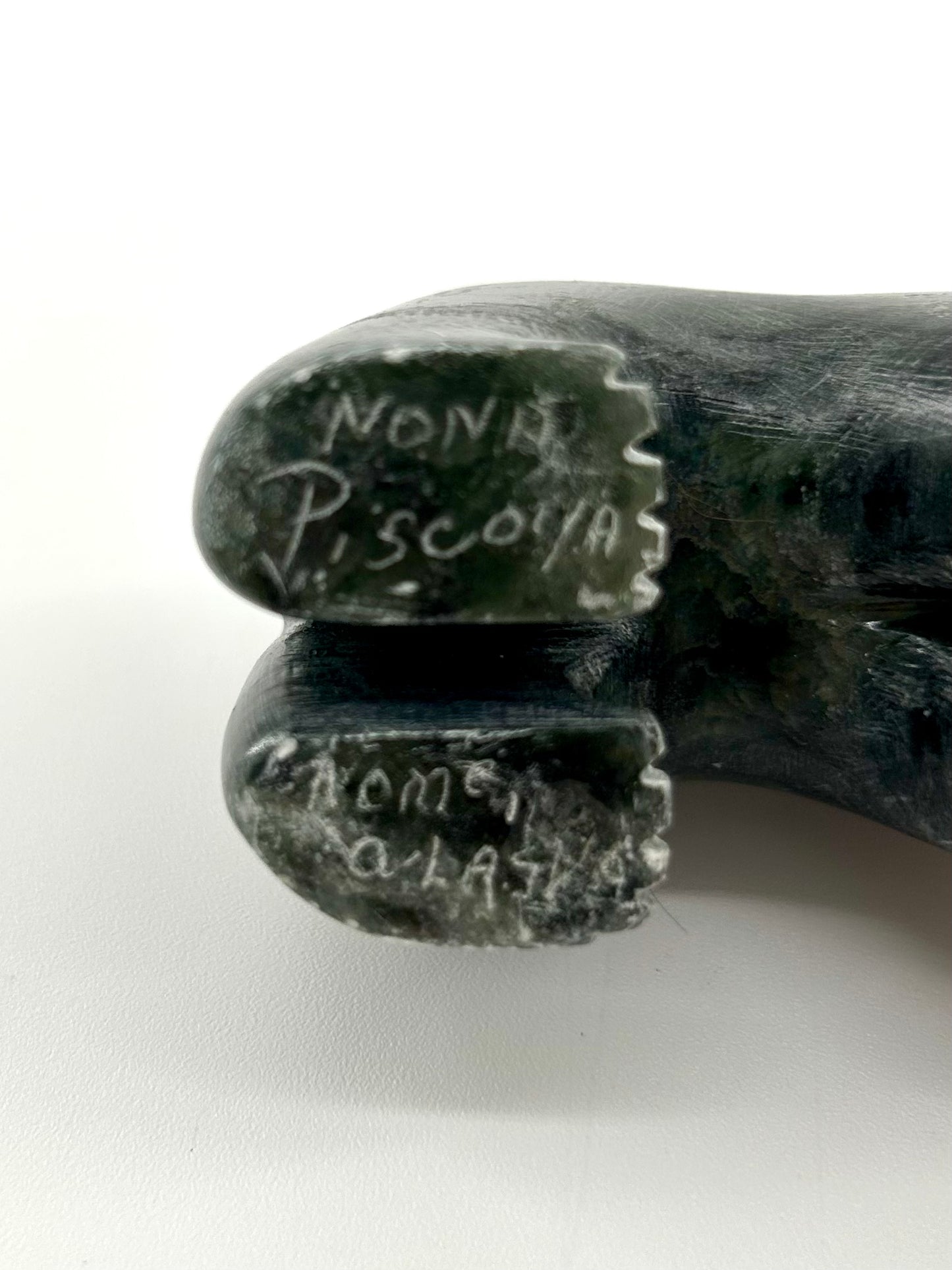 Alaskan Carved Stone Bear Figurine, Signed