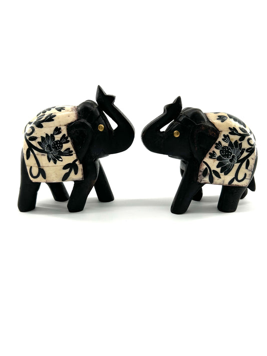 Carved Wood Elephant Figurines