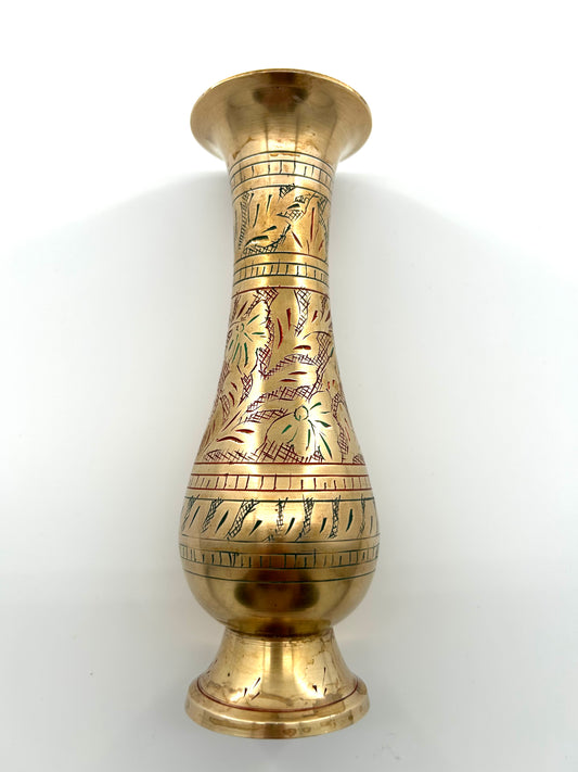Etched Brass Vase
