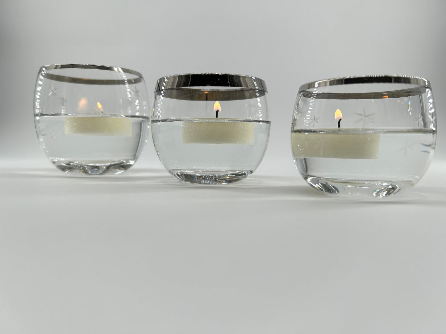 Etched glass Votive Candle Holders, Atomic Starburst