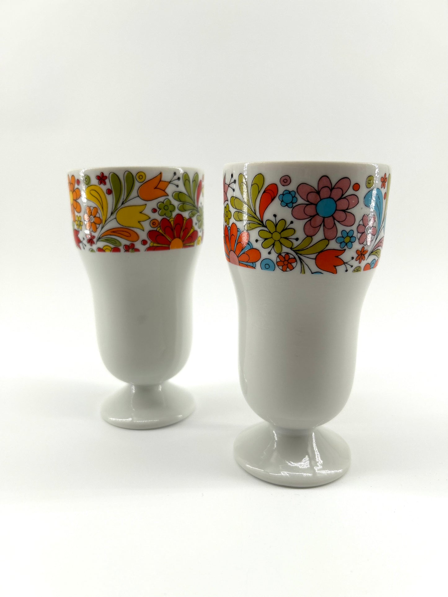 Floral Milk Glass Parfait Cups