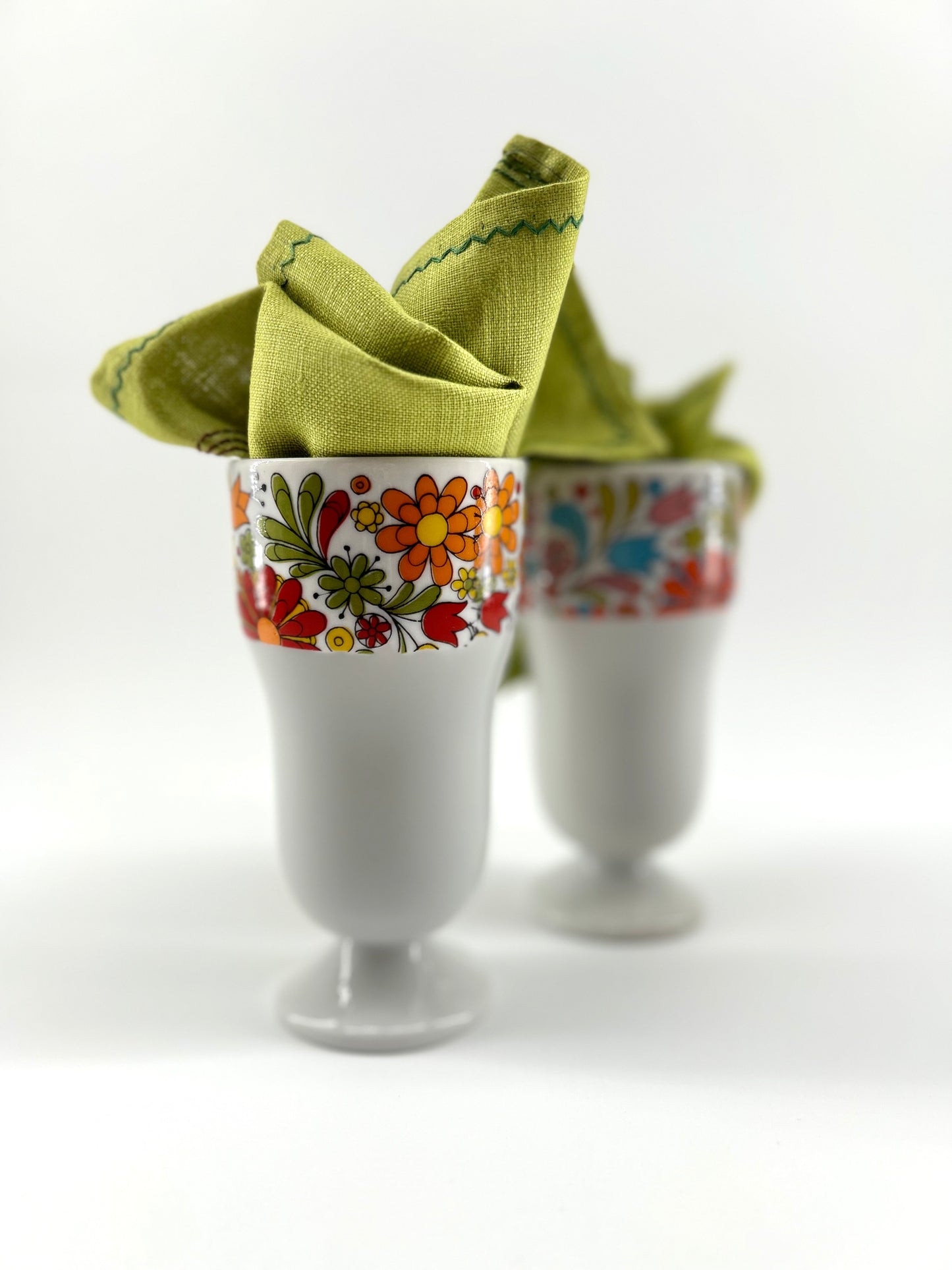 Floral Milk Glass Parfait Cups