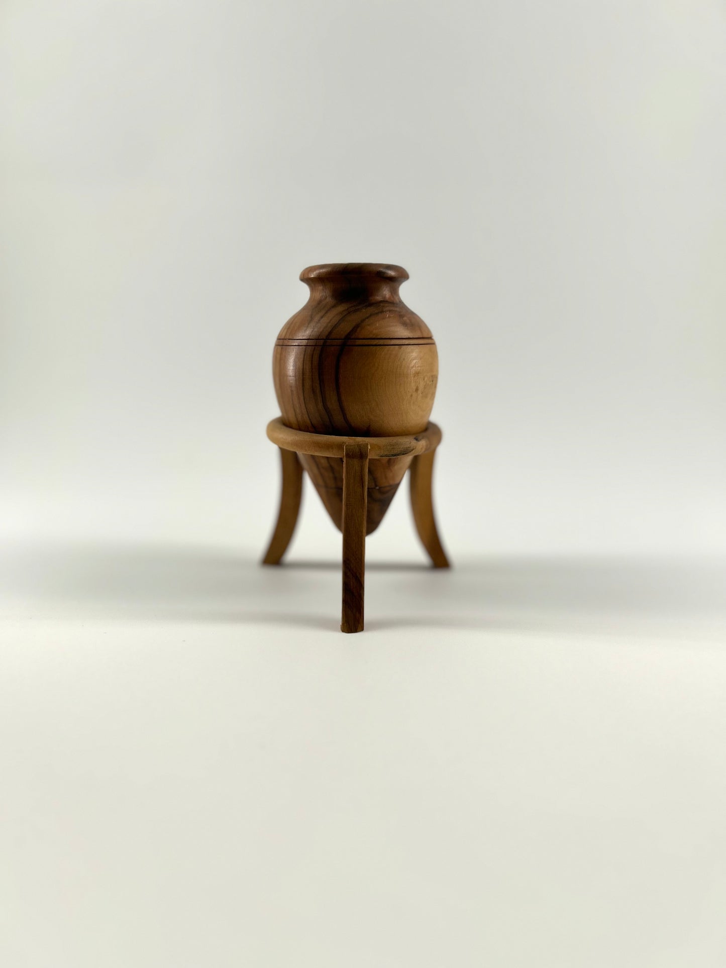 Hand Turned Wooden Vase with Stand