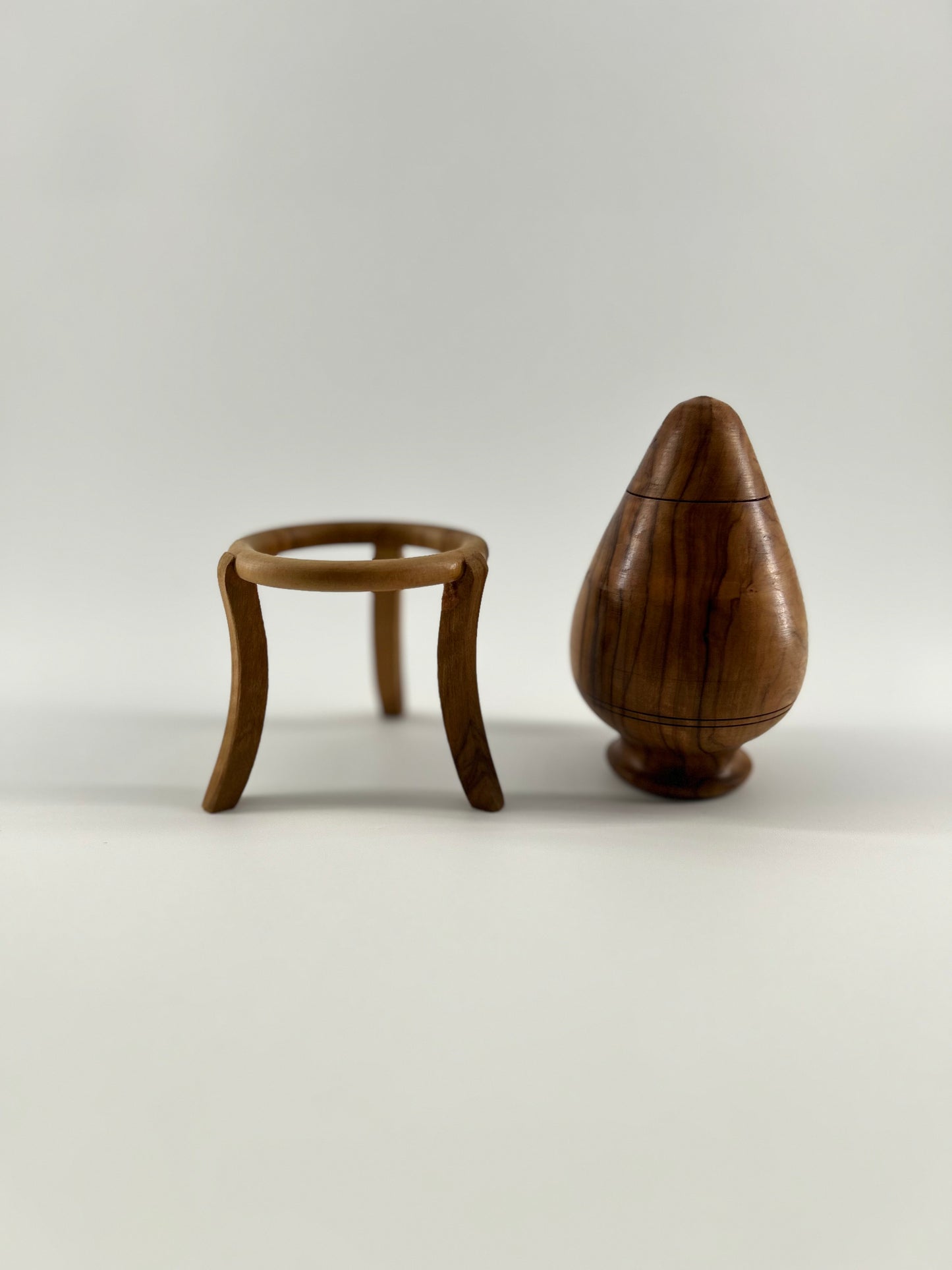 Hand Turned Wooden Vase with Stand