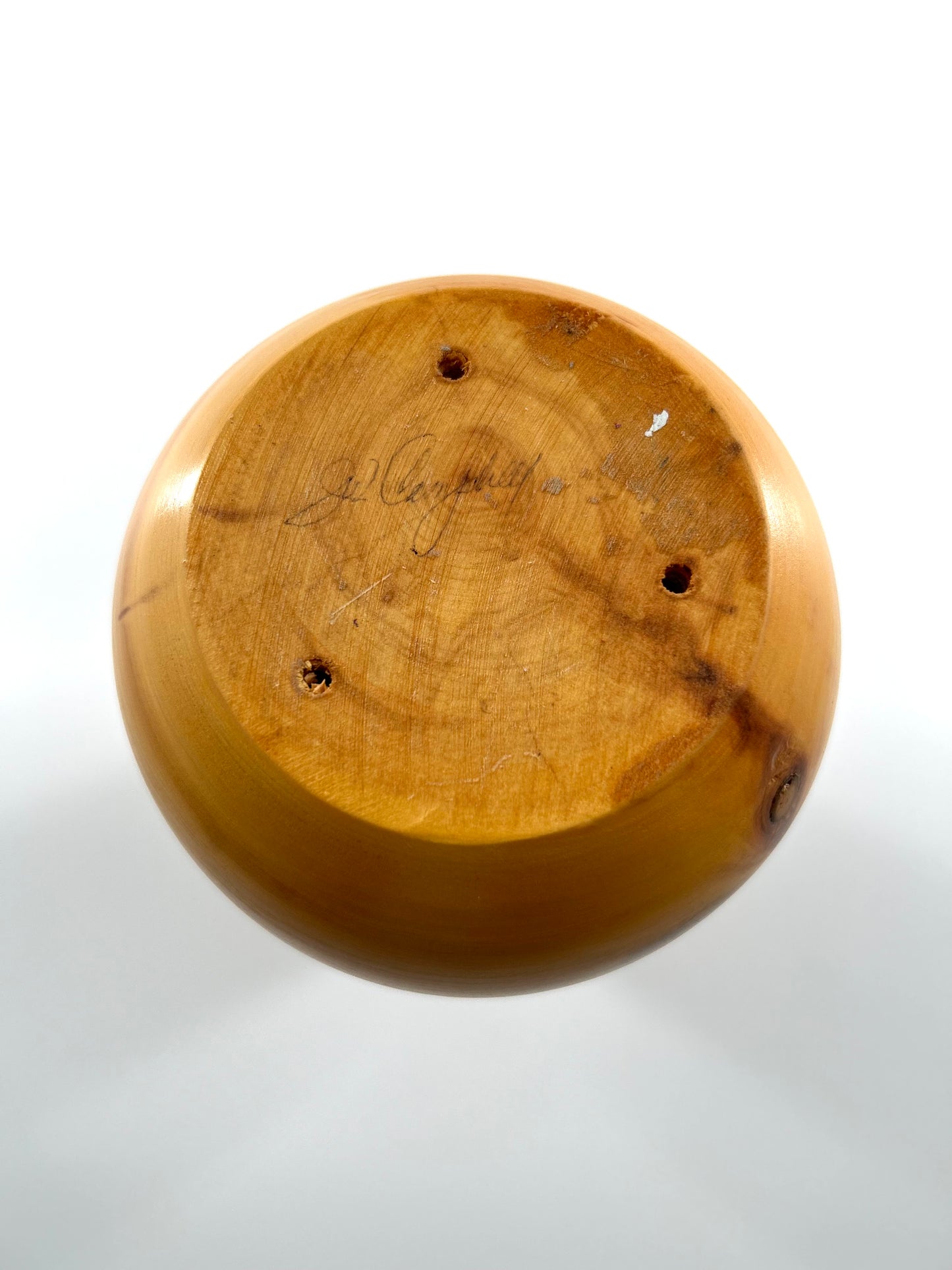 JW Campbell Hand-Turned Wood Vase, Signed