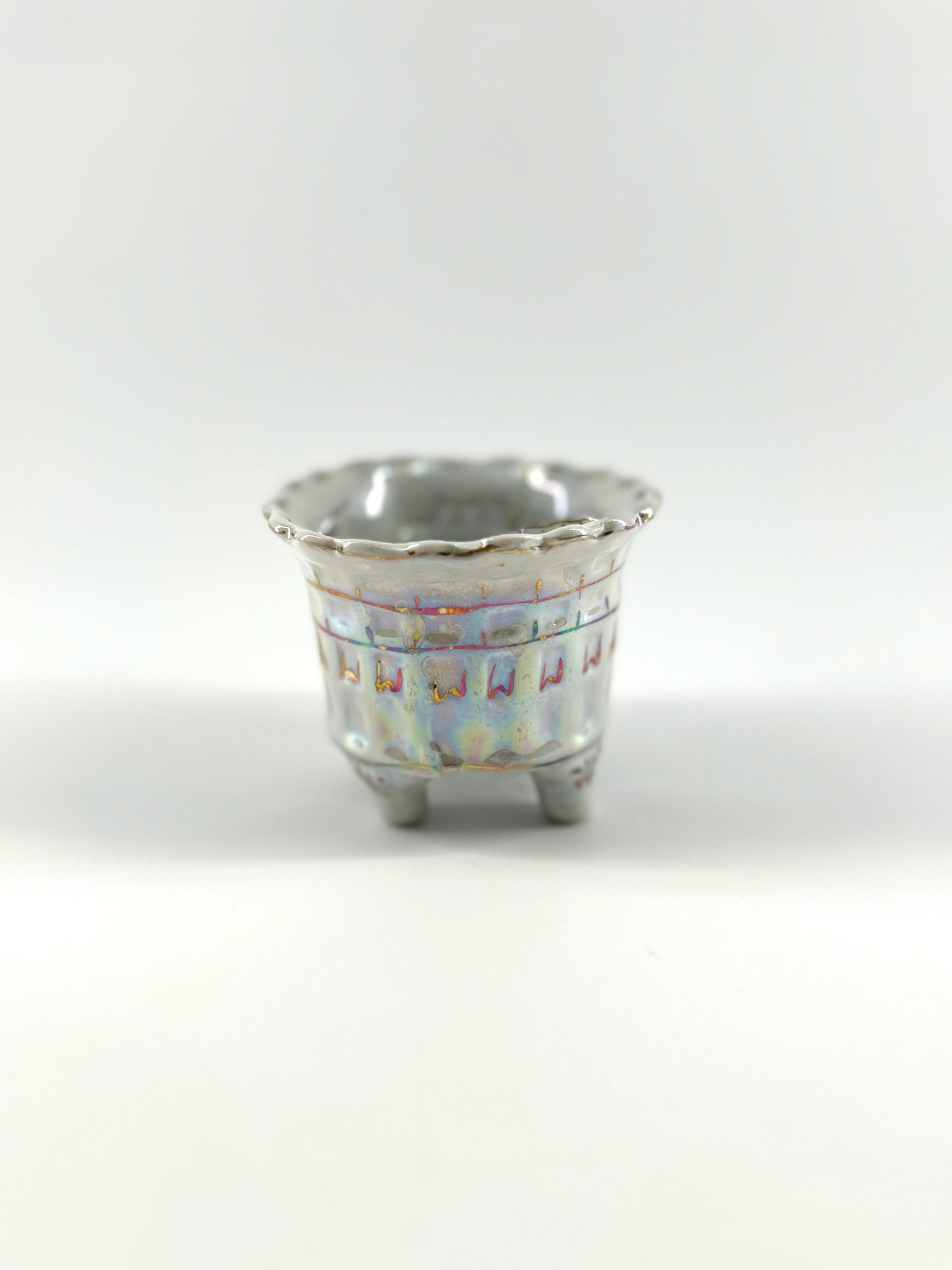 Iridescent Trinket Dish with Flowers