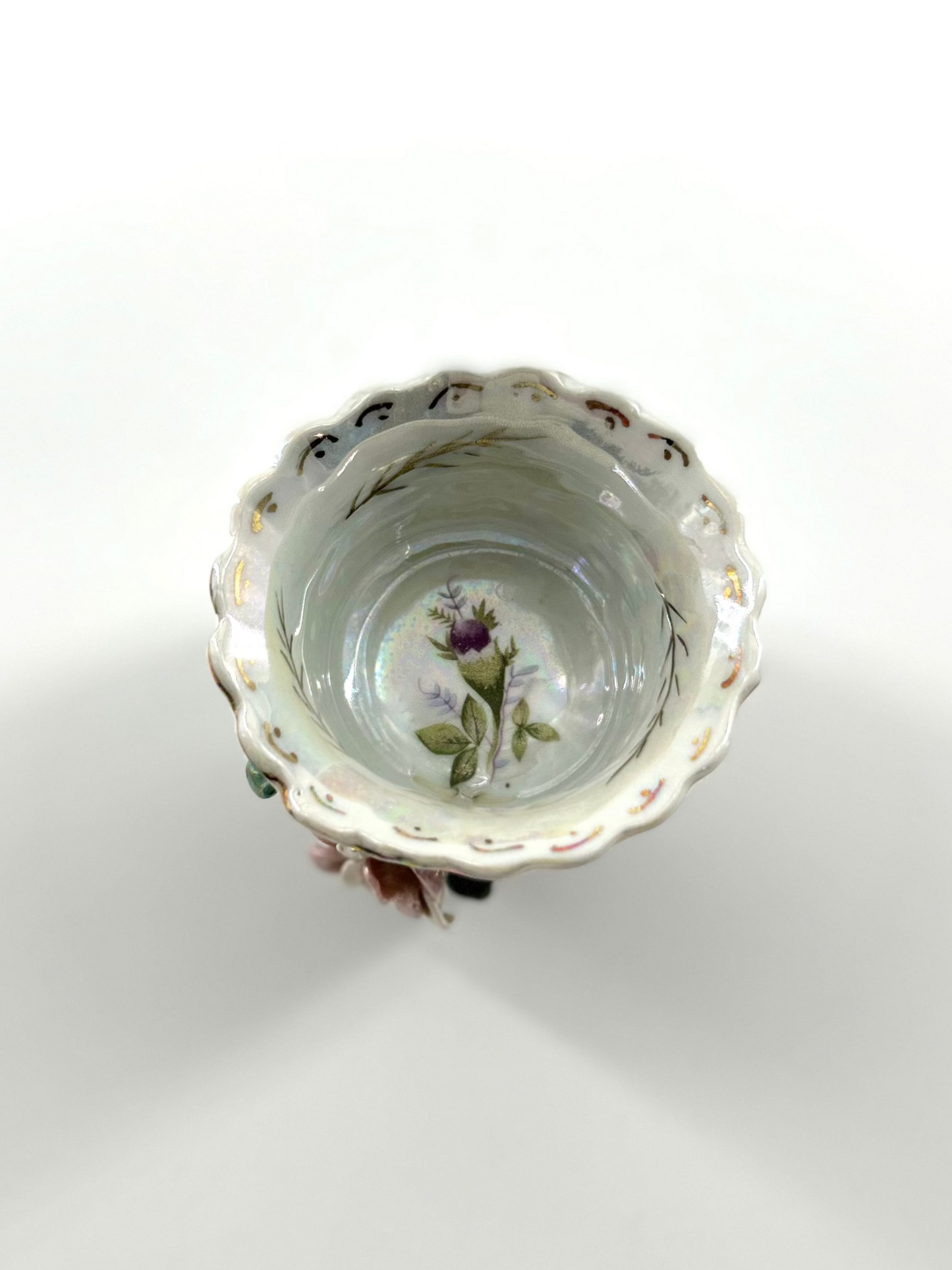 Iridescent Trinket Dish with Flowers