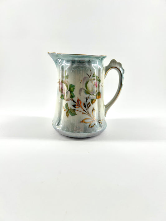 Vintage Lusterware Pitcher With Flowers, Germany