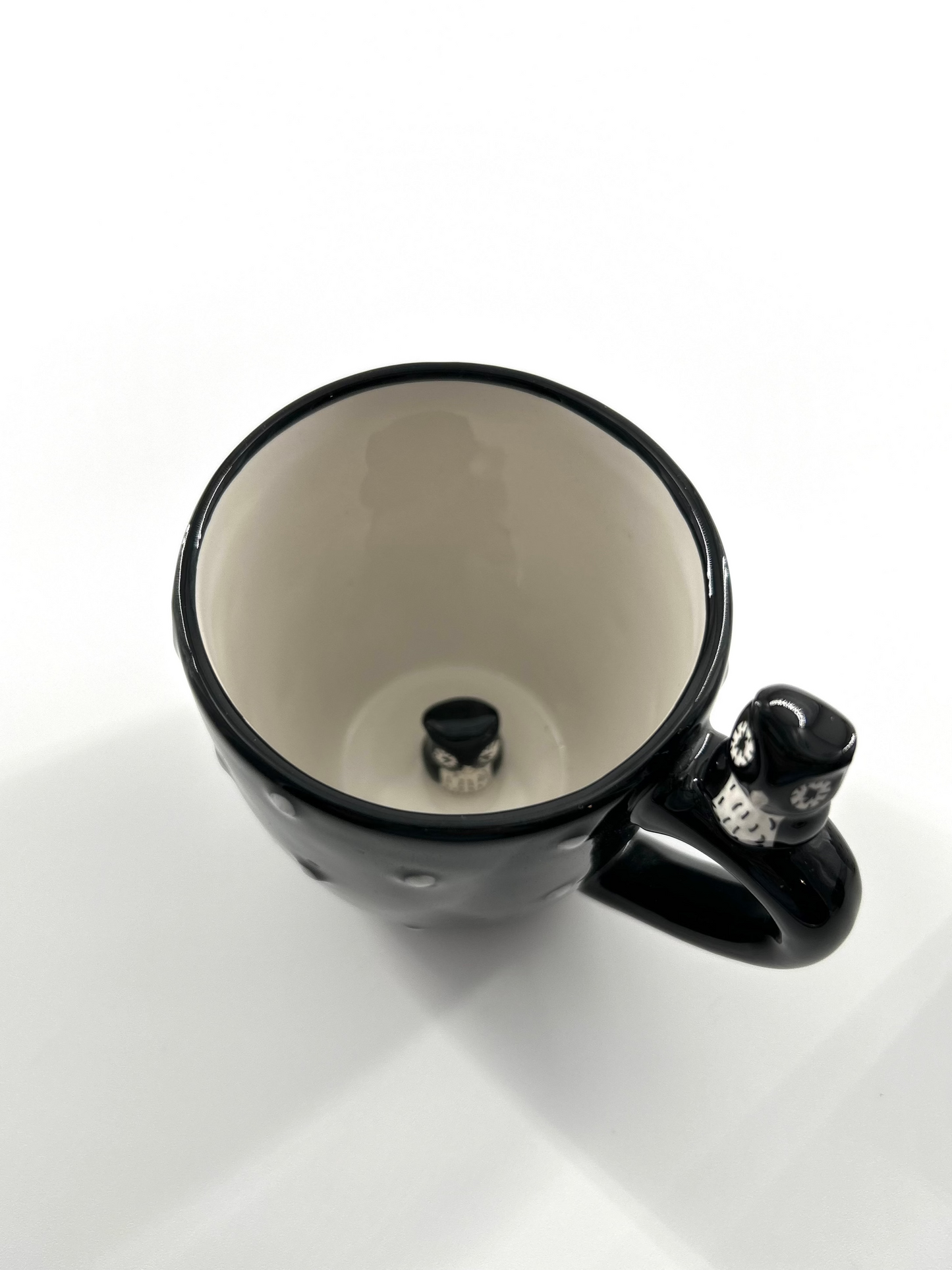 Owl Mugs, Black and White Polka Dot