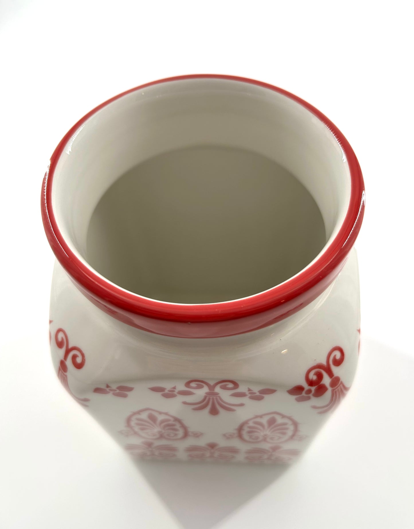 Red and White Mesa Ceramic Canister
