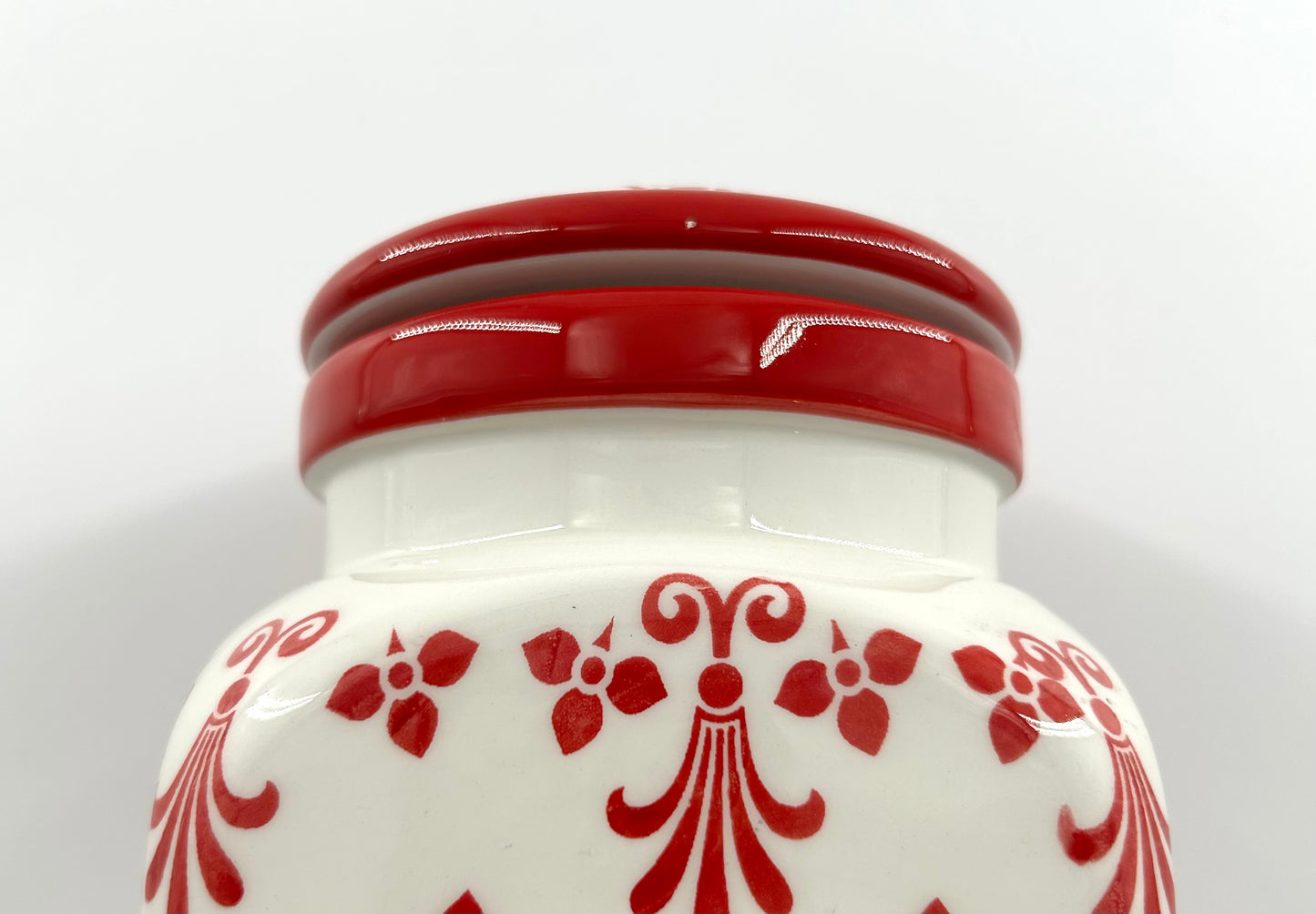 Red and White Mesa Ceramic Canister