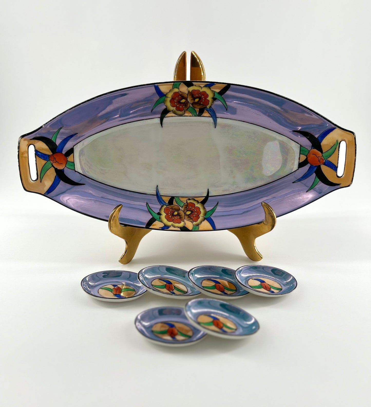 Noritake Lusterware Celery Plate and Salt Cellars
